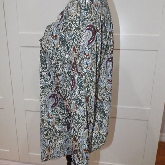 Faded Glory Olive Green Gold Burgandy Long Sleeve - Picture 3 of 7